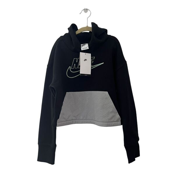 Nike Other - Nike Girls Sportswear Crop Sweatshirt 'Icon Clash' in Black Sz M NWT